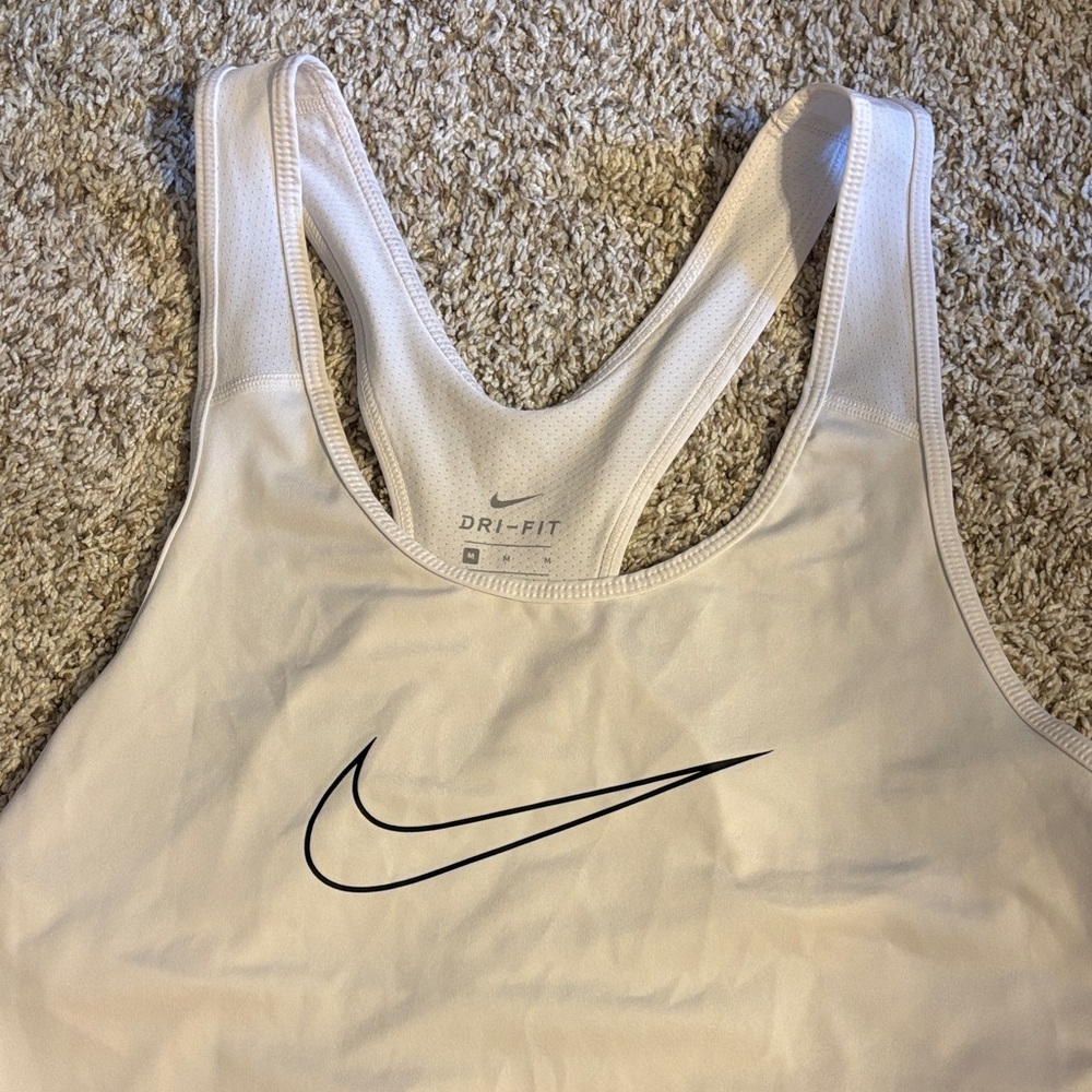 Nike White Tank Top with Black Swoosh